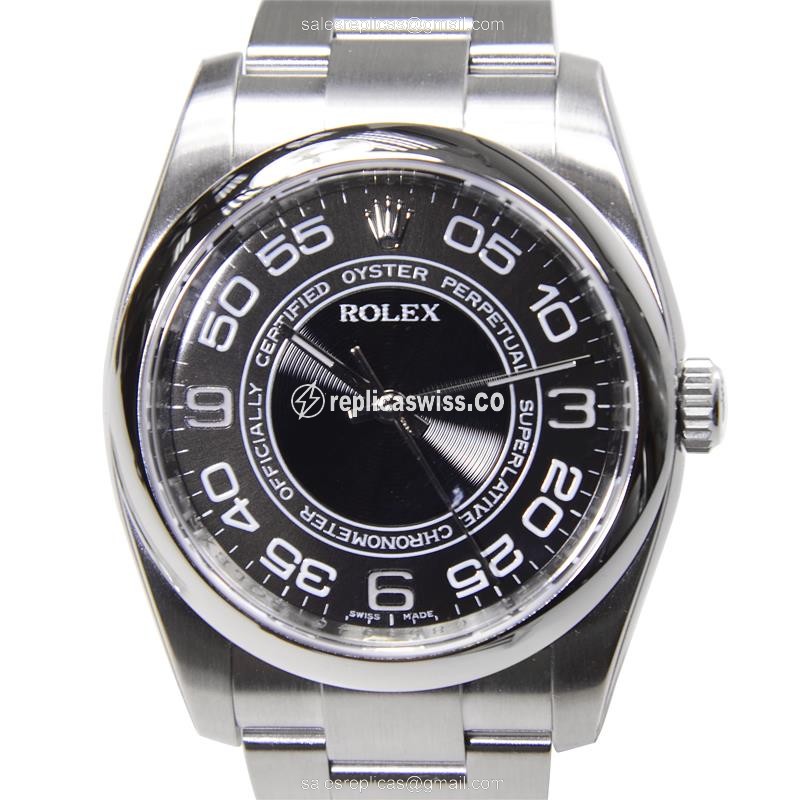 Elegant Rolex 116000BKCD Oyster Perpetual Replica, Automatic Movement, Stainless Steel Case, Black