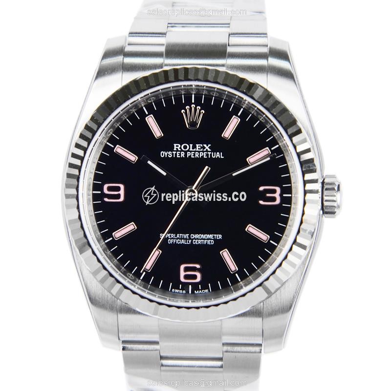 Elegant Rolex 116034BKPK369 OYSTER PERPETUAL Replica with Automatic Movement Black Dial on