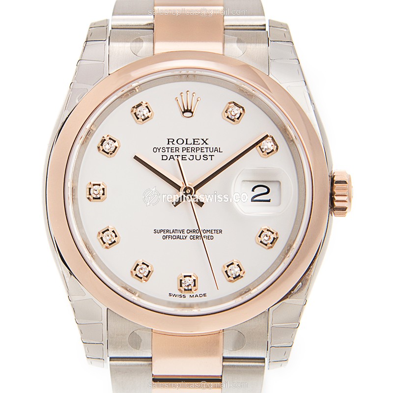 Elegant Rolex 116201G DATEJUST Replica, Automatic Movement, White Dial & 18kt Steel Case Watch
