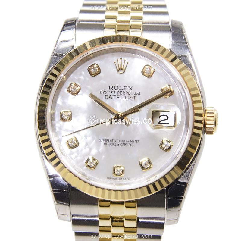 Elegant Rolex 116233NG Datejust Replica in White Dial 18kt Steel Case Watch