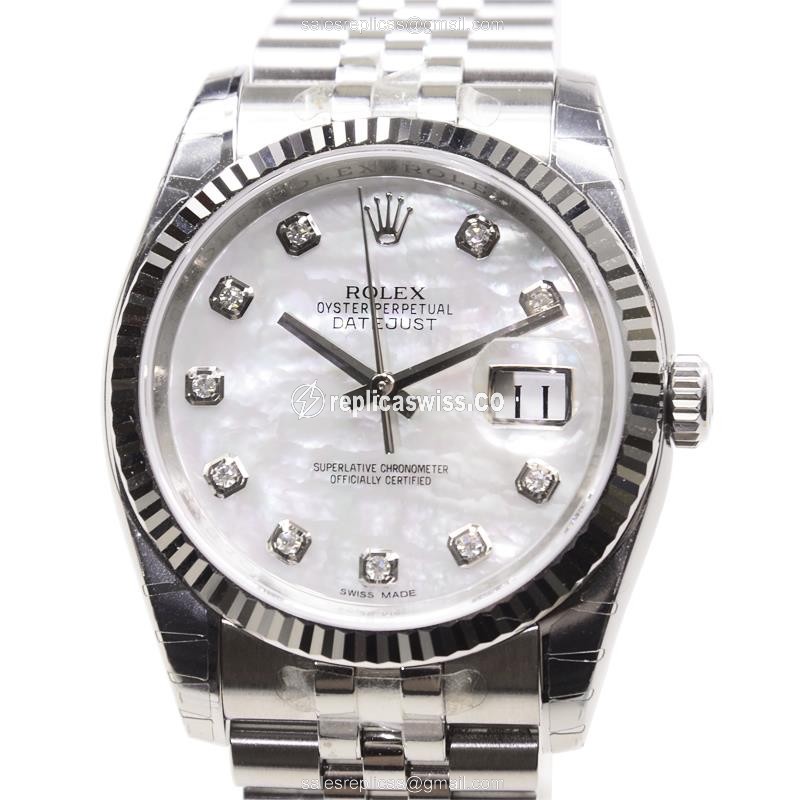 Elegant Rolex 116234NG DATEJUST Replica in White Gold & Steel, Automatic Movement & Silver Steel