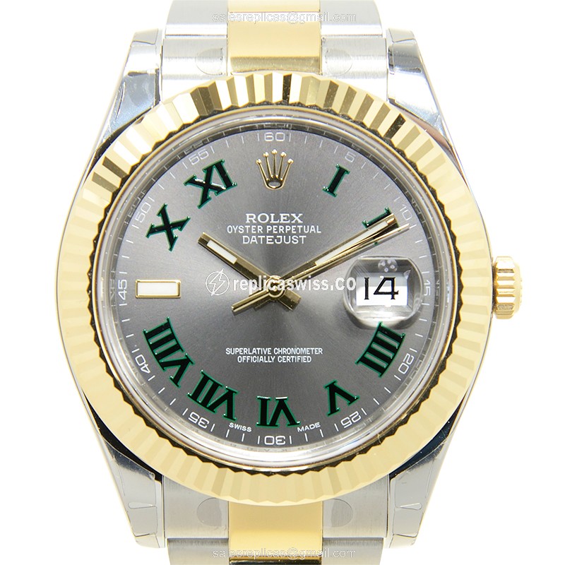 Elegant Rolex 116333G DATEJUST Replica in 18kt Steel & Silver with Automatic Movement Gray Dial