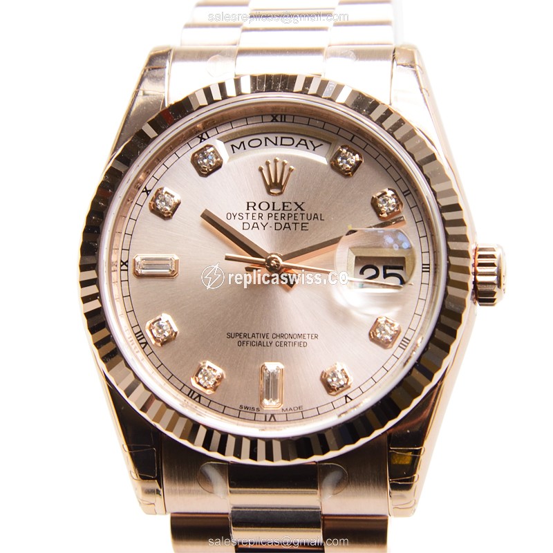 Elegant Rolex 118235APK Day-Date Replica in Pink Gold & Automatic Movement Watch