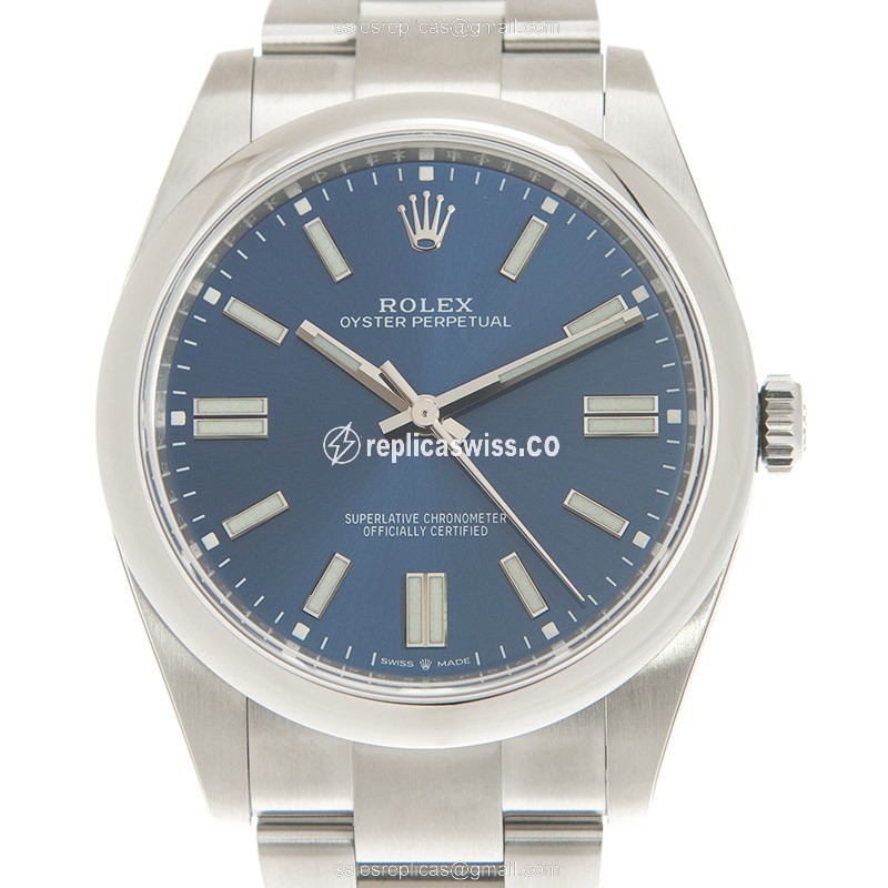 Elegant Rolex 124300-0003 OYSTER PERPETUAL Replica with Automatic Movement & Blue Steel Dial Watch