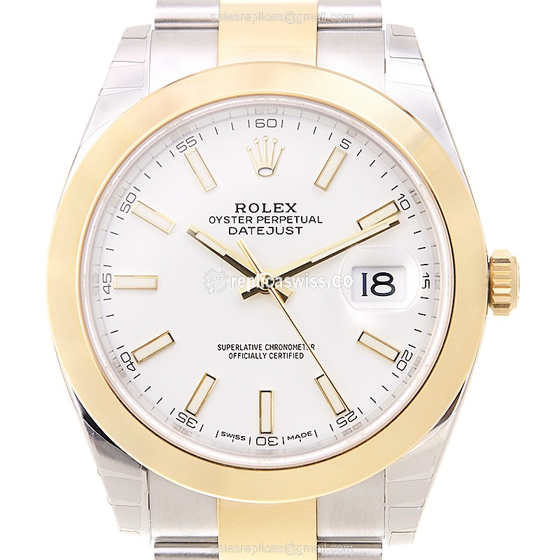 Elegant Rolex 126303-0015 DATEJUST Replica in White Dial & 18kt Gold Steel Case Watch