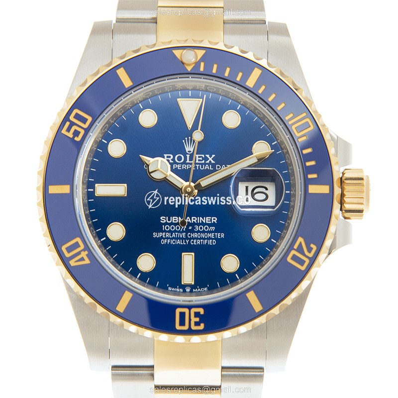 Elegant Rolex 126613LB-0002 SUBMARINER Replica with Automatic Movement & Blue Dial on 18kt Gold