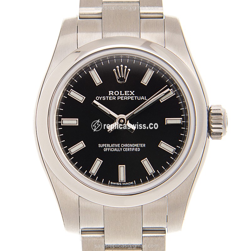 Elegant Rolex 176200-0017 OYSTER PERPETUAL Replica in Stainless Steel & Black Dial, Automatic