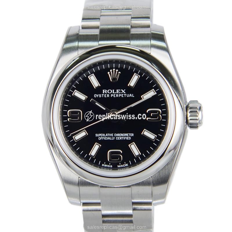 Elegant Rolex 176200BK369WT OYSTER Perpetual Replica, Automatic Movement & Polished Steel Case Watch
