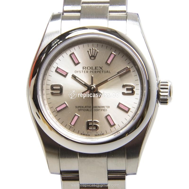 Elegant Rolex 176200SV369PK OYSTER PERPETUAL Replica in Stainless Steel with Automatic Movement and