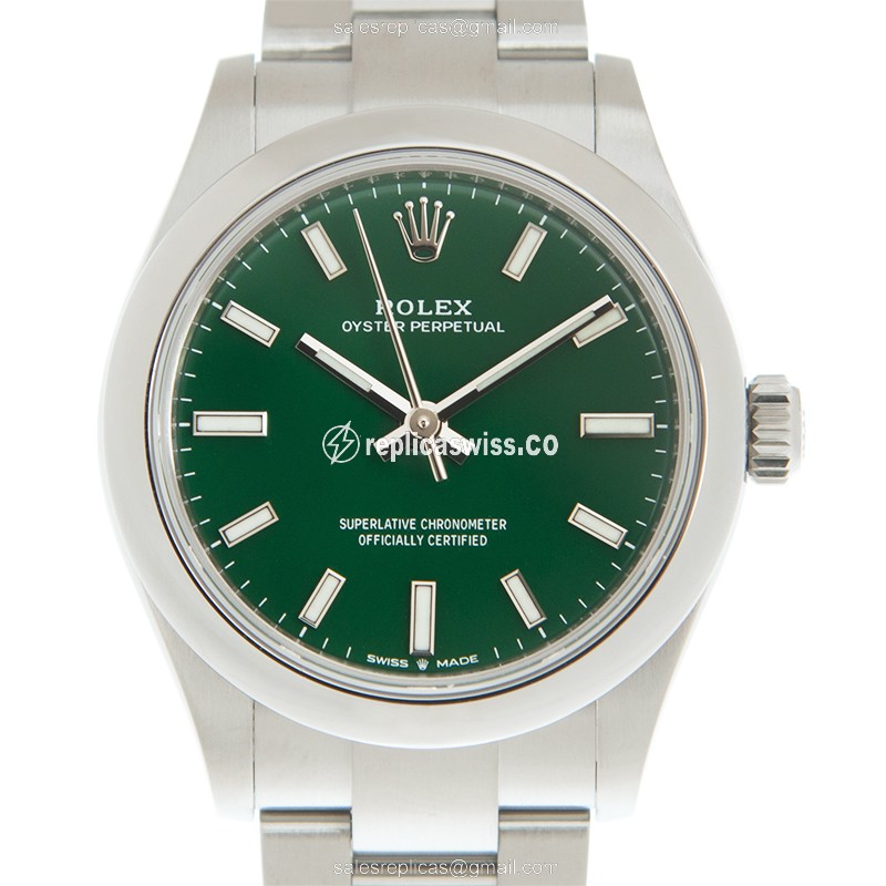 Elegant Rolex 277200-0006 OYSTER PERPETUAL Replica with Automatic Movement Green Dial Watch