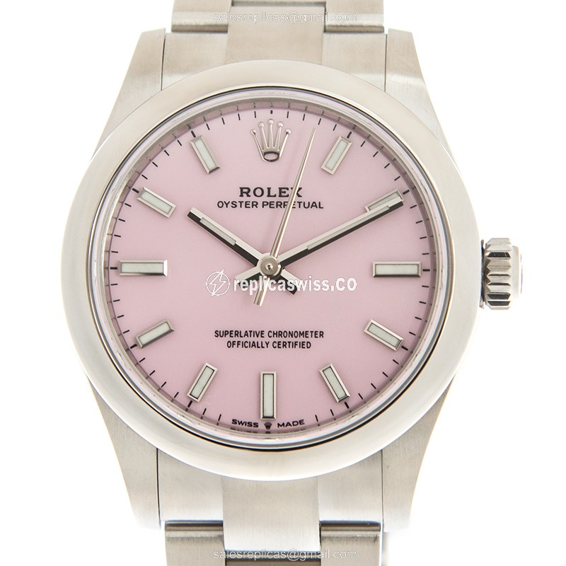 Elegant Rolex 277200-0009 OYSTER PERPETUAL Replica with Automatic Movement Pink Dial Watch