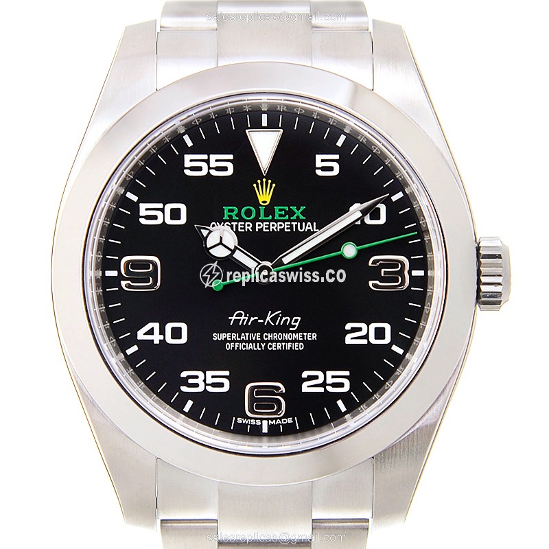 Elegant Rolex Air King Replica in Stainless Steel, Automatic Movement, Black Dial Watch