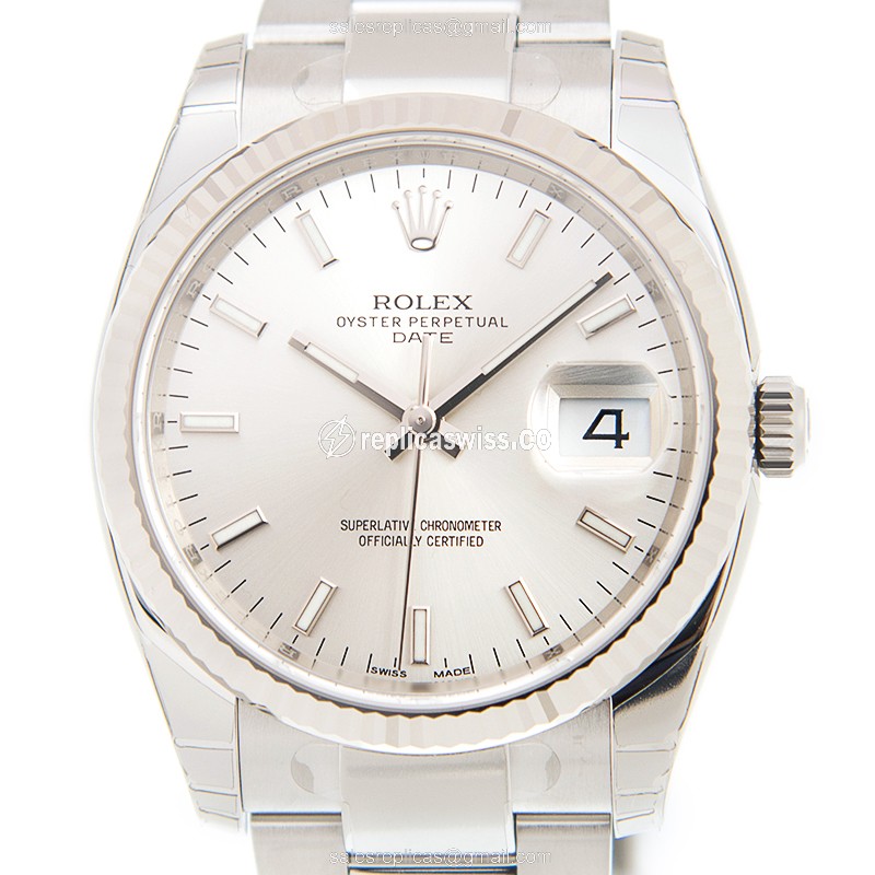 Elegant Rolex DATEJUST 115234-0005 Replica in 18kt White Gold & Stainless Steel, Automatic Movement