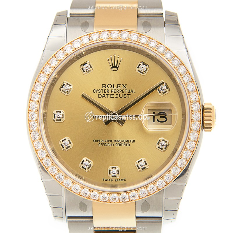 Elegant Rolex Datejust 116243G Replica | Automatic Movement, 18kt Gold & Steel Case Watch