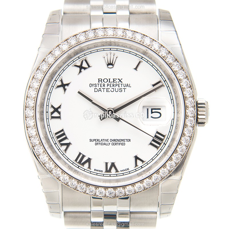 Elegant Rolex DATEJUST 116244 Replica in 18kt White Gold, Automatic Movement, Silver Steel