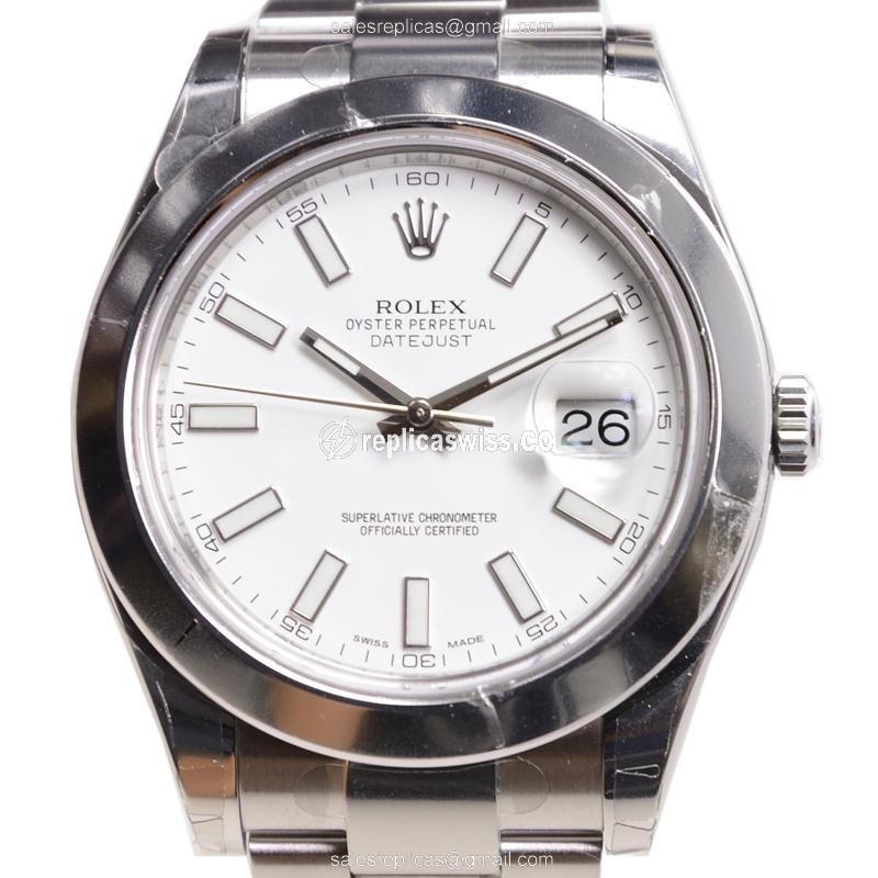 Elegant Rolex DATEJUST 116300WT Replica with Automatic Movement Polished Steel Case Watch
