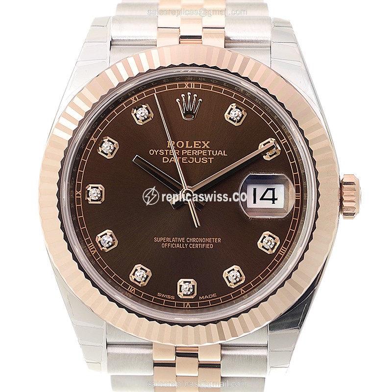Elegant Rolex DATEJUST 126331-0004 Replica in 18kt Steel & Rose Gold, Automatic Movement Brown