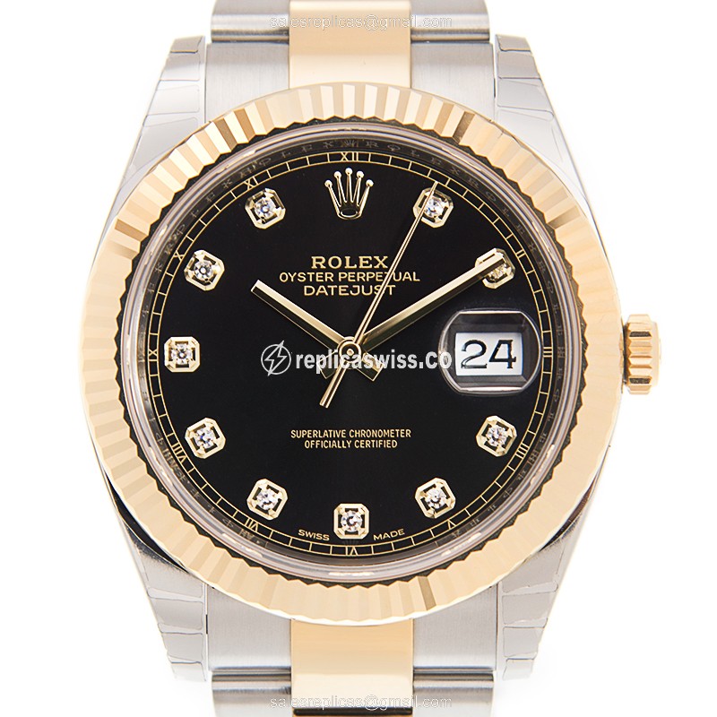 Elegant Rolex Datejust 126333-0005 Replica in 18kt Gold Black Dial, Automatic Movement Watch