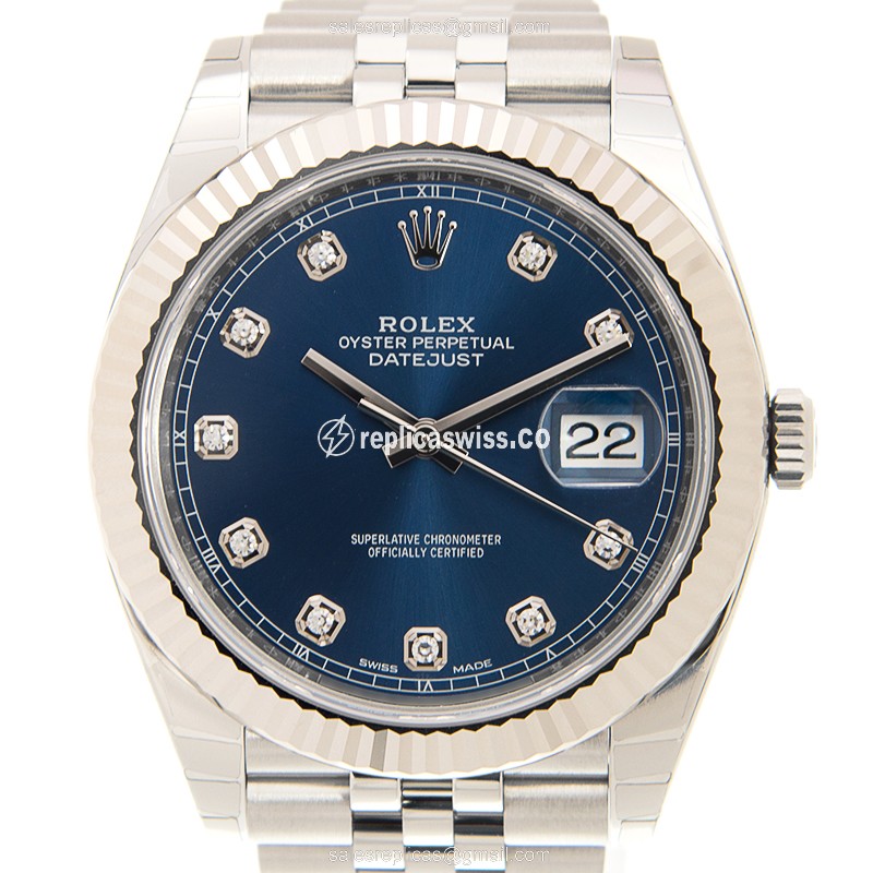 Elegant Rolex DATEJUST 126334-0016 Replica in Blue Dial & 18kt White Gold Case Watch