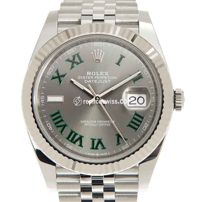 Elegant Rolex DATEJUST 126334-0022 Replica in Gray Dial & 18kt Steel Case Watch
