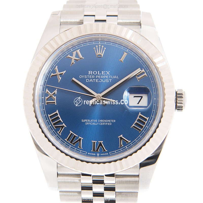 Elegant Rolex DATEJUST 126334-0026 Replica in 18kt White Gold & Steel, Automatic Movement & Blue