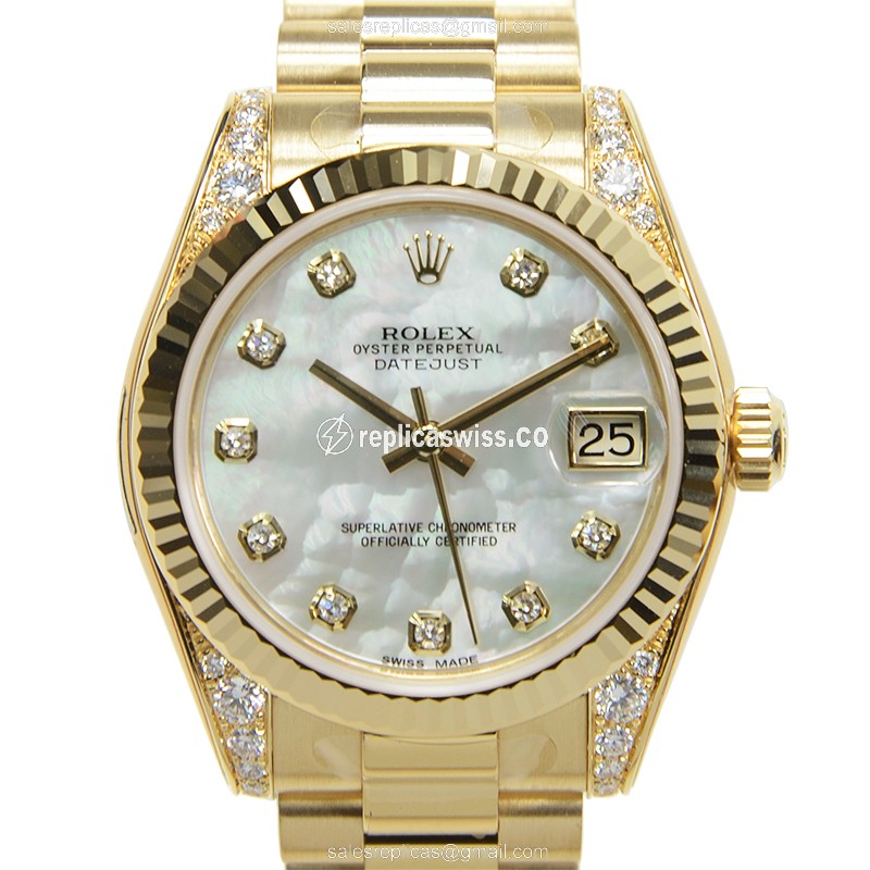 Elegant Rolex DATEJUST 178238 Replica in 18kt Gold with Automatic Movement White Dial Watch