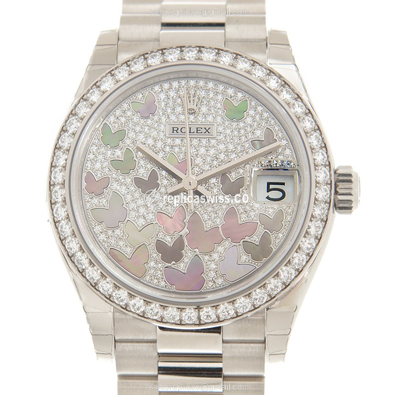 Elegant Rolex Datejust Replica in 18kt Gold & Diamond, Automatic Movement & Silver Dial Watch
