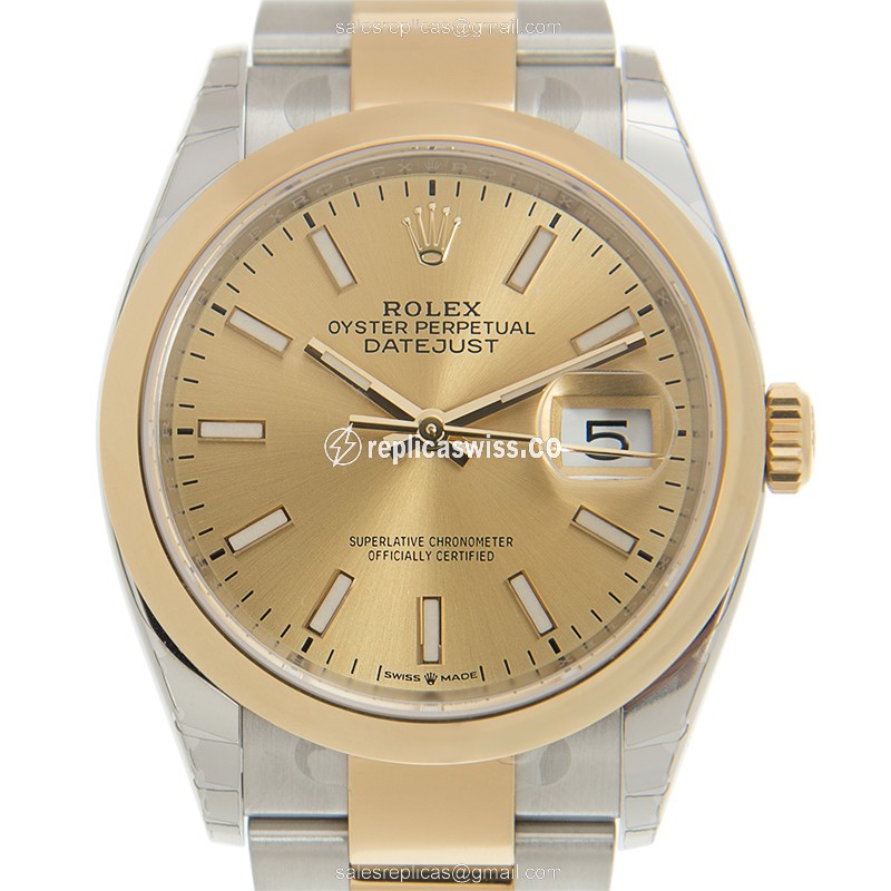 Elegant Rolex DATEJUST Replica in 18kt Gold & Steel, Automatic Movement & Sapphire Crystal Watch