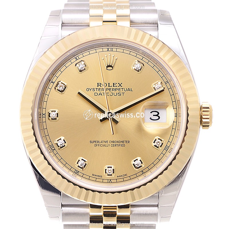 Elegant Rolex DATEJUST Replica in 18kt Gold & Steel, Automatic Movement & Sapphire Crystal Watch