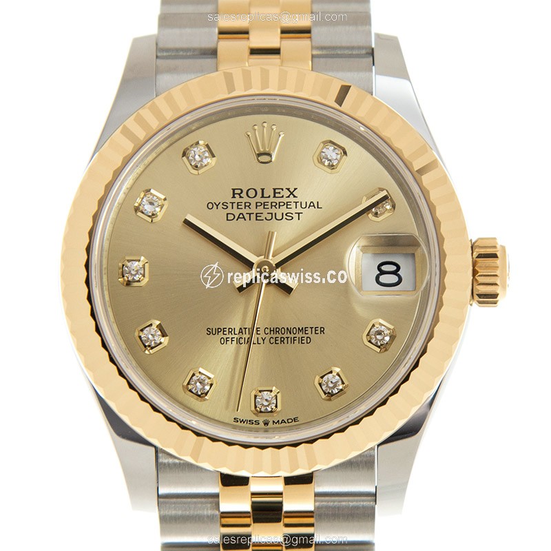 Elegant Rolex DATEJUST Replica in 18kt Gold Steel Case & Automatic Movement Watch