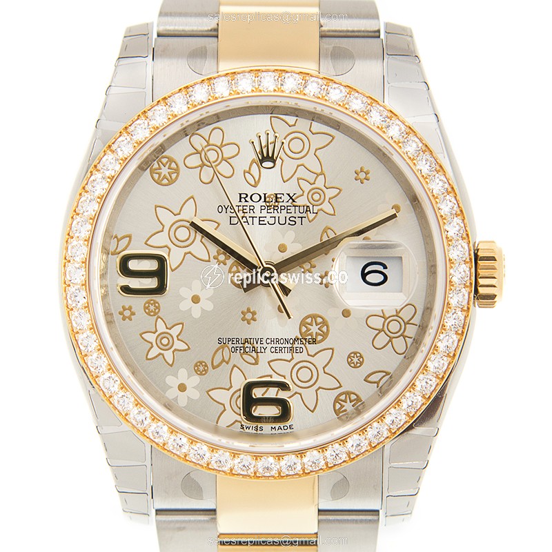 Elegant Rolex DATEJUST Replica in 18kt Steel & Gold, Automatic Movement & Silver Dial Watch