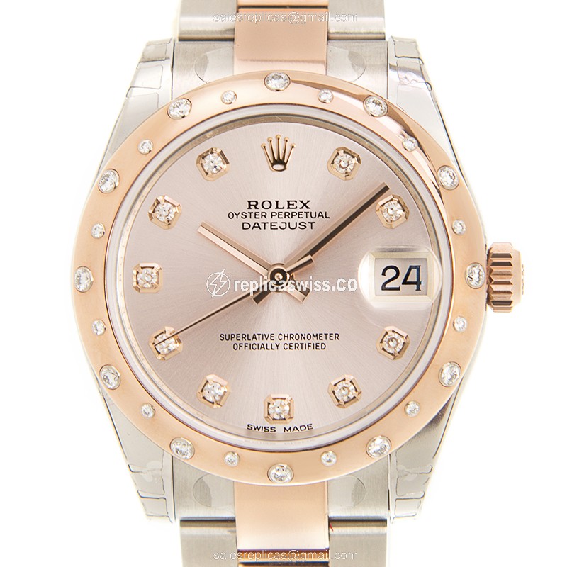 Elegant Rolex Datejust Replica in 18kt Steel & Pink Dial, Automatic Movement Watch