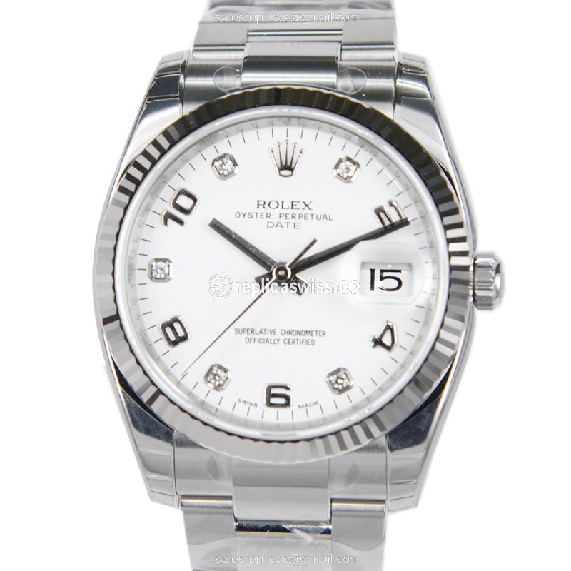 Elegant Rolex DATEJUST Replica in 18kt White Gold, Automatic Movement & Stainless Steel Case Watch