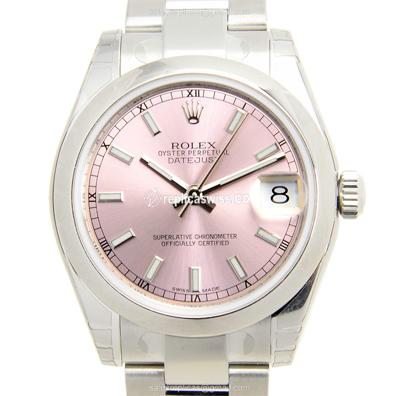 Elegant Rolex DATEJUST Replica in Pink Dial Stainless Steel Case with Automatic Movement Watch