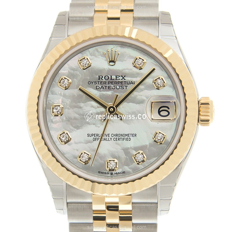 Elegant Rolex Datejust Replica in White Dial 18kt Steel, Automatic Movement Watch