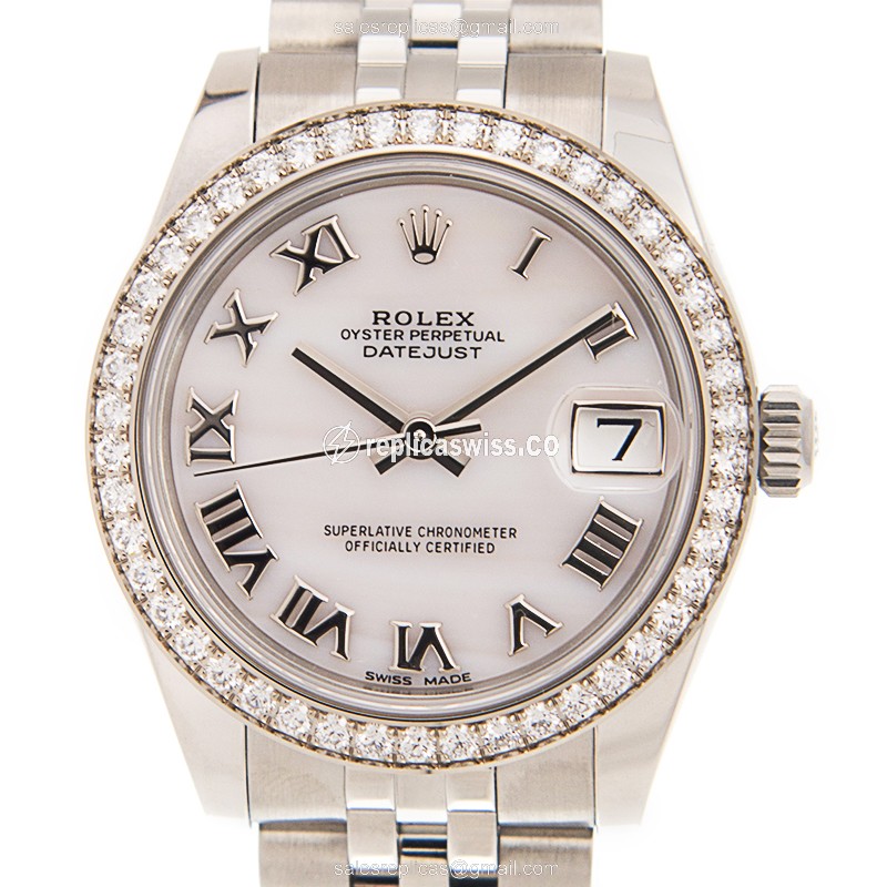 Elegant Rolex Datejust Replica in White Dial Stainless Steel Case with Automatic Movement Watch