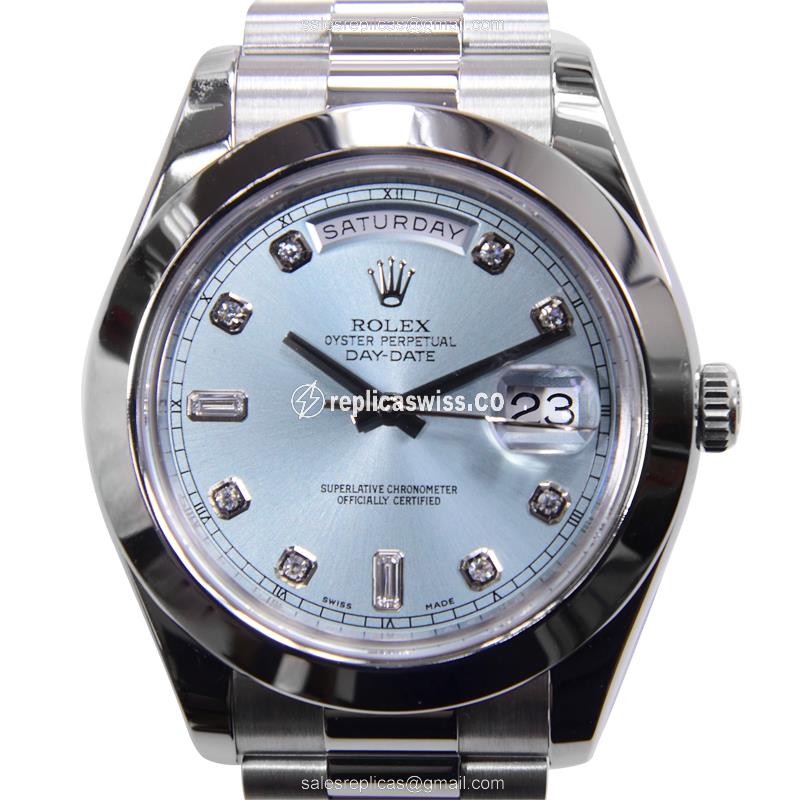 Elegant Rolex Day-Date 218206A Replica in 950 Platinum, Automatic Movement Blue Dial Watch