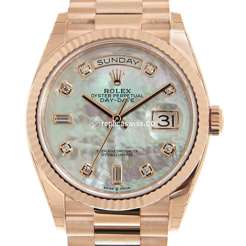 Elegant Rolex Day-Date Replica in 18kt Gold, Automatic Movement & White Dial Watch