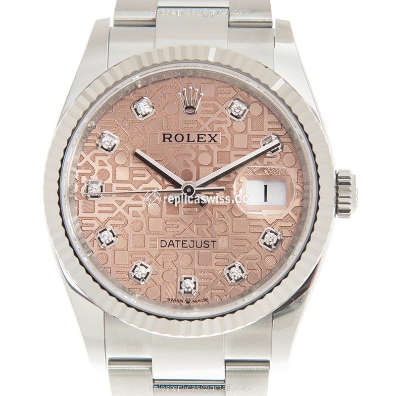 Elegant Rolex DAY-DATE Replica in Pink Dial & 18kt White Gold, Automatic Movement & Steel Case Watch