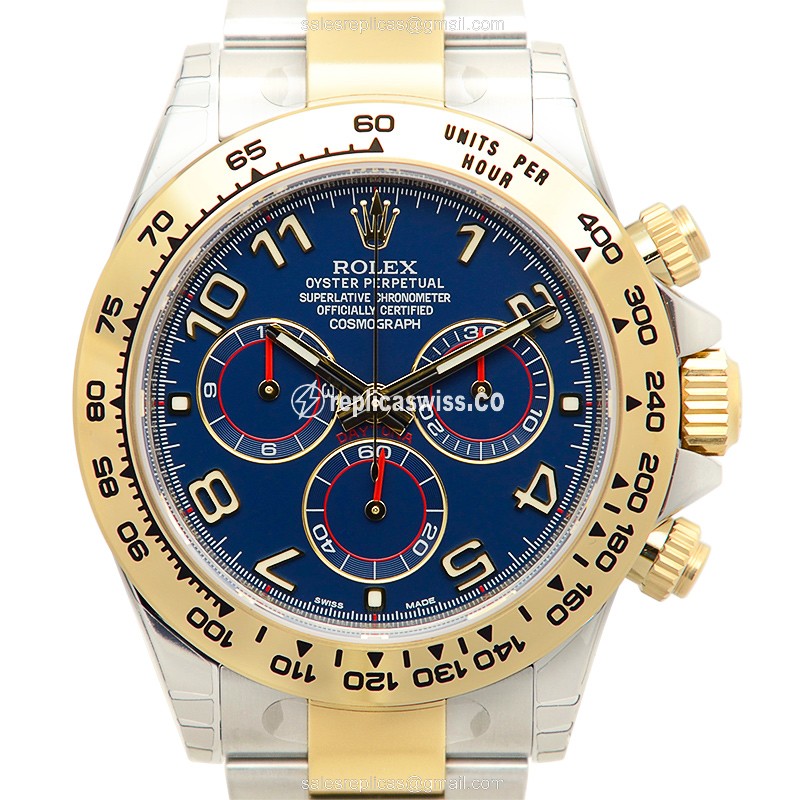 Elegant Rolex Daytona 116503-0010 Replica in Blue Dial 18kt Gold & Steel Case Watch