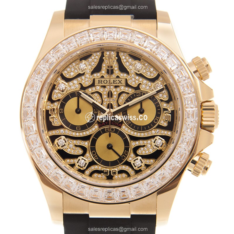 Elegant Rolex Daytona 116588TBR-0006/07 Replica in 18kt Gold with Automatic Movement Sapphire
