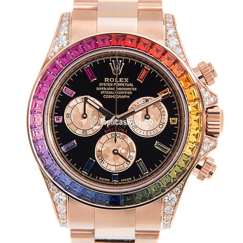 Elegant Rolex Daytona 116595RBOW-0001/04 Replica in 18kt Rose Gold, Automatic Movement, and