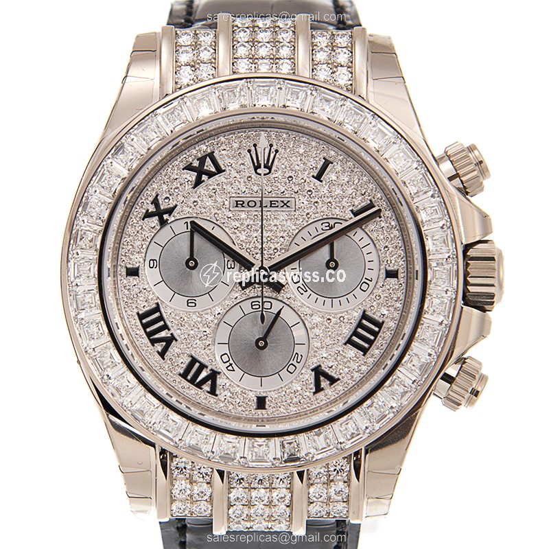 Elegant Rolex Daytona 116599TBRRN Replica in 18kt White Gold, Automatic Movement, Silver Dial
