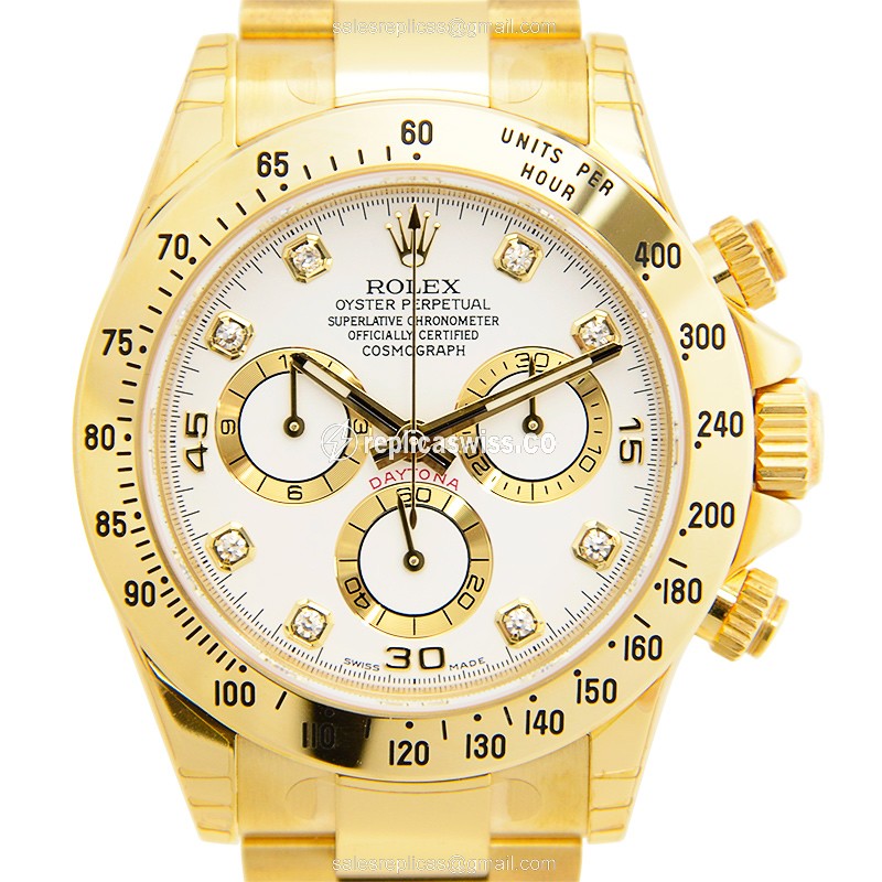 Elegant Rolex Daytona Replica in 18kt Gold & Steel Case with Automatic Movement White Dial Watch