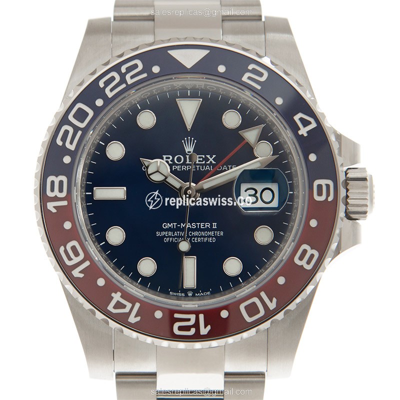 Elegant Rolex GMT-MASTER II Replica in 18kt Gold Case & Blue Dial | Automatic Movement Watch