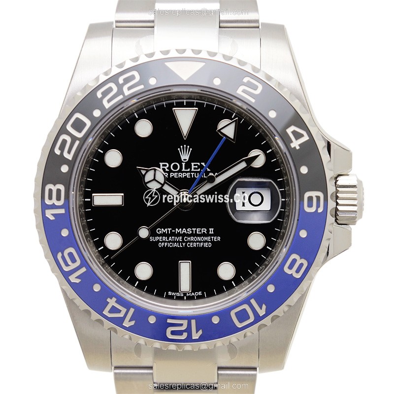 Elegant Rolex GMT-MASTER II Replica in Stainless Steel & Black Dial, Automatic Movement Watch