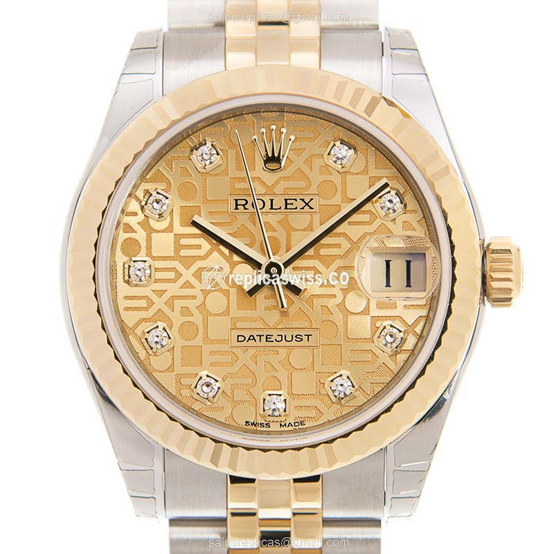 Elegant Rolex Lady Datejust Replica in 18kt Gold, Automatic Movement, Silver Strap Watch