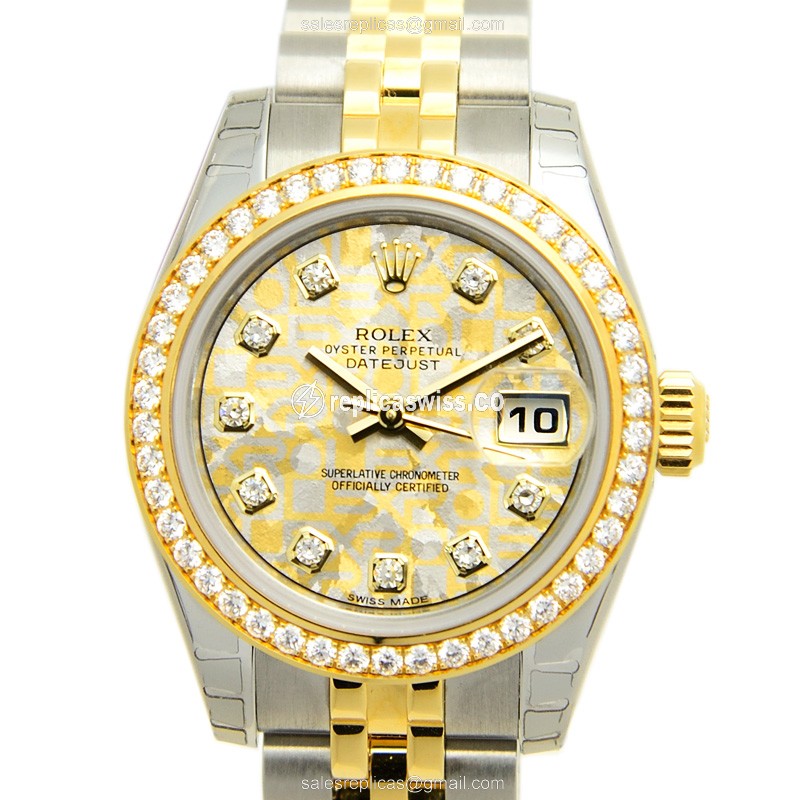 Elegant Rolex Lady Datejust Replica in 18kt Gold Diamond, Automatic Movement & Sapphire Crystal