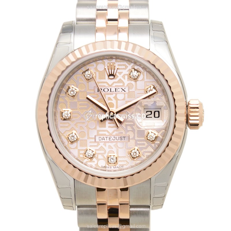Elegant Rolex Lady Datejust Replica in 18kt Pink Gold & Steel Case, Automatic Movement Watch