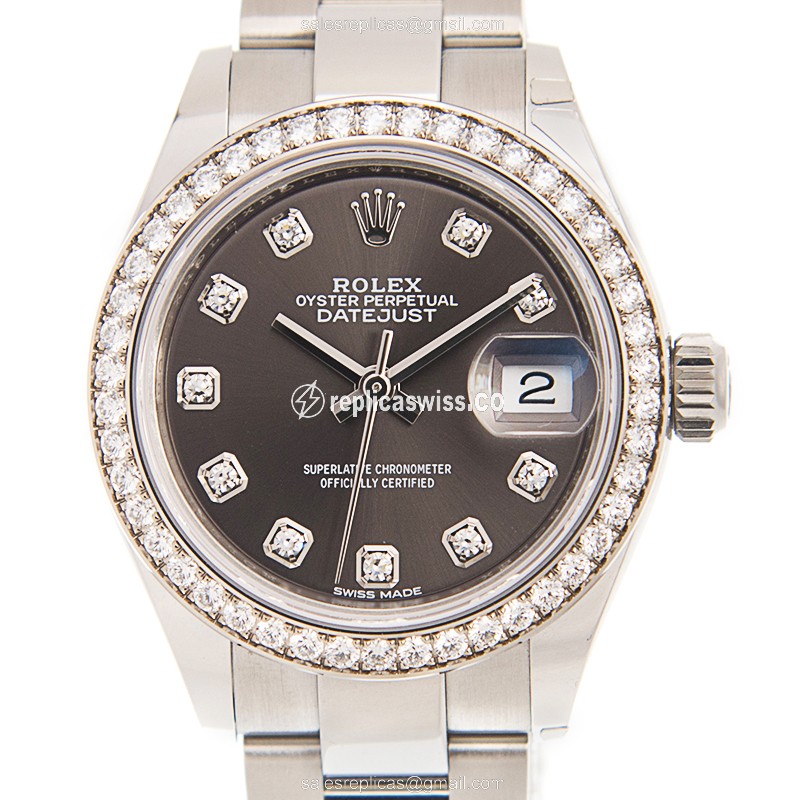 Elegant Rolex Lady Datejust Replica in 18kt Steel & Brown Dial, Automatic Movement Watch